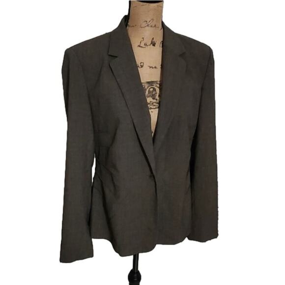 Calvin Klein Brown Academia‎ tailored Fitted Jacket Blazer size 12 Medium - Picture 1 of 10